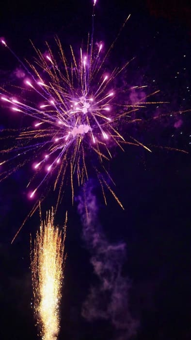 Feuerwerk über dem Garten